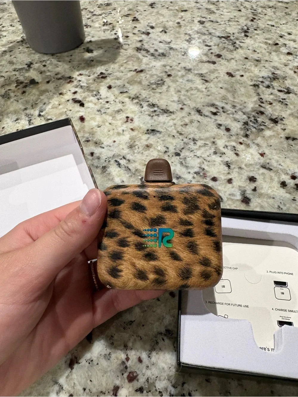 Leopard-Print 2500mAh Portable Charger for Android - Brown
